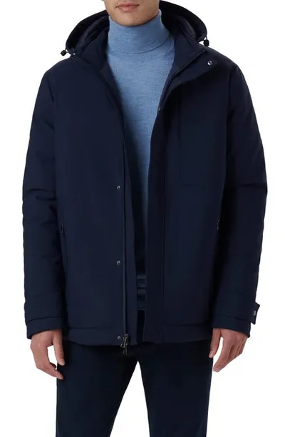 Bugatchi Full Zip Hooded Bomber Jacket In Midnight