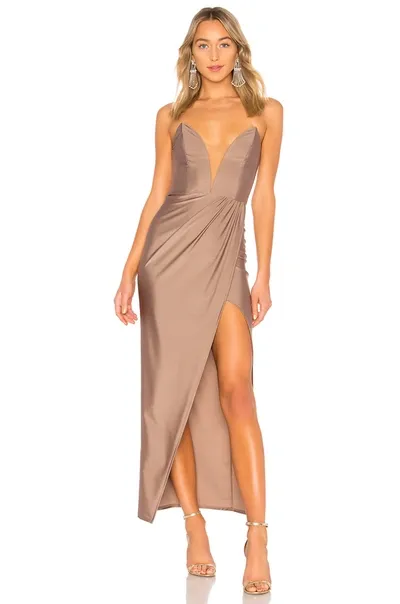 Michael Costello Jake Gown In Taupe