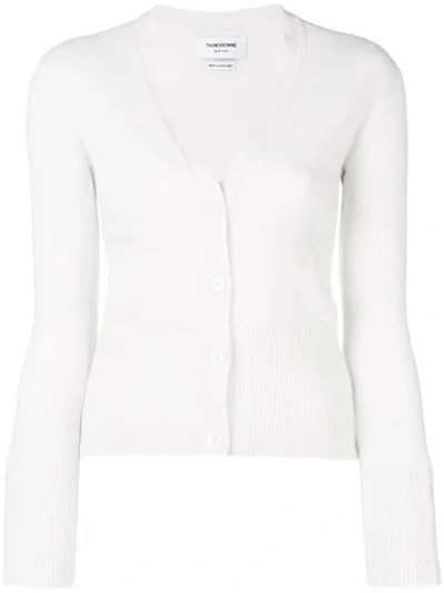 Thom Browne Drop-stitch Cardigan In White