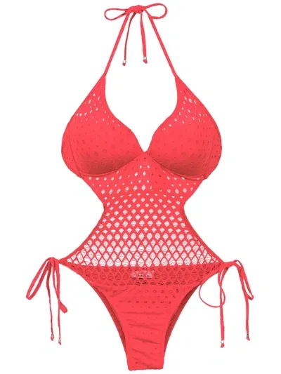 Amir Slama Cut Out Detail Swimsuit In Vermelho