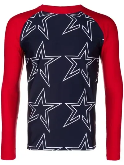 Perfect Moment Star Print Rash Guard In Blue