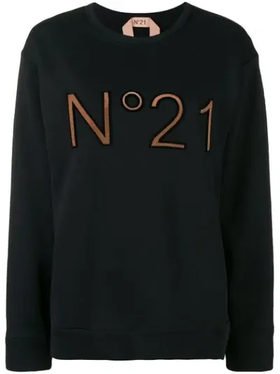 N°21 Logo Printed Loose Sweatshirt In Black