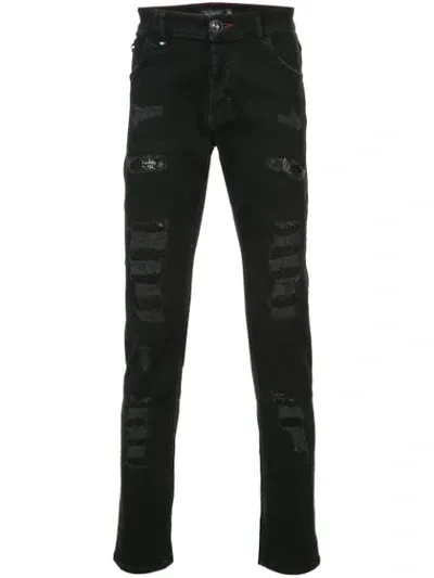 Philipp Plein Nevermind Super Straight Cut Jeans In Black