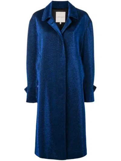 Marco De Vincenzo Metallic Belted Coat In Blue