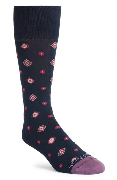 Edward Armah Neat Pima Cotton Blend Dress Socks In Navy