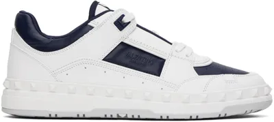 Valentino Garavani Freedots Low-top Trainer In Calfskin In Blue/white