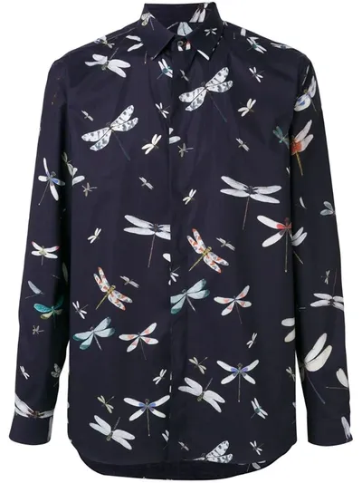 Valentino Dragonfly Print Shirt In Blue