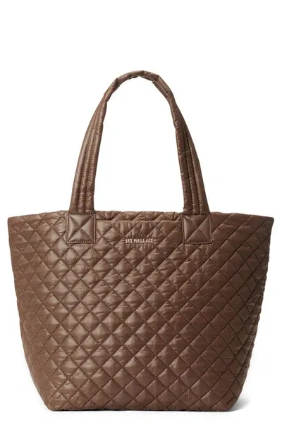 Mz Wallace Medium Metro Deluxe Tote In Walnut/gold