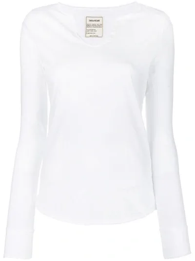 Zadig & Voltaire Longsleeved Buttoned T-shirt In White