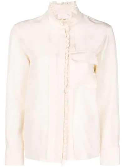 Chloé Ruffle Trimmed Shirt In Neutrals