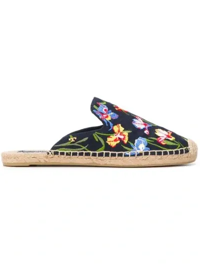 Tory Burch Max Embroidered Espadrille Sandals In Black