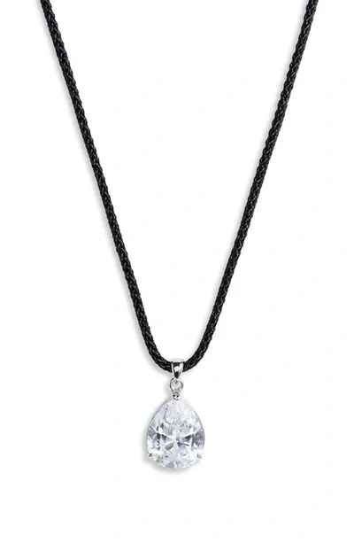 Roxanne Assoulin Crystal Teardrop Pendant Necklace In Rhodium/clear/bla