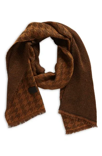 Cole Haan Reverisble Recycled Polyester Scarf In Black Brown