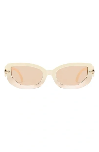 Fifth & Ninth Elle 58mm Polarized Geometric Sunglasses In Cream