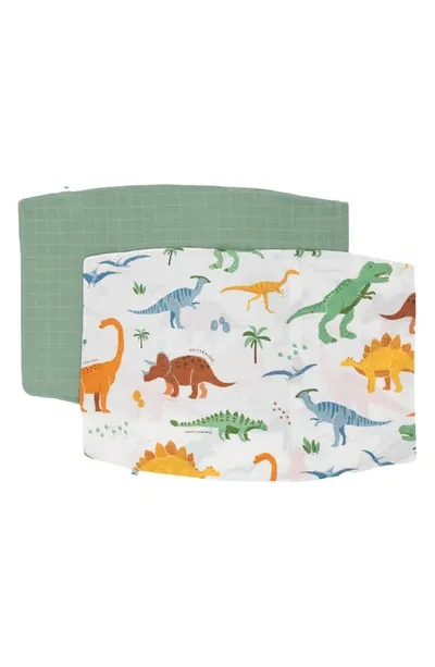 Little Unicorn Kids' 2-pack Cotton Muslin Pillowcase In Dino Names