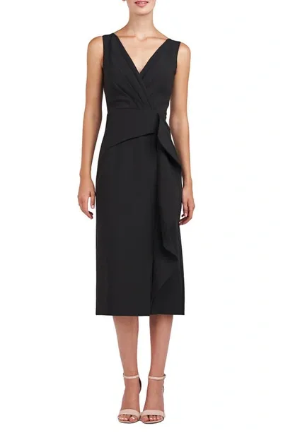 Kay Unger Brynn Ruffle Sheath Dress In Black