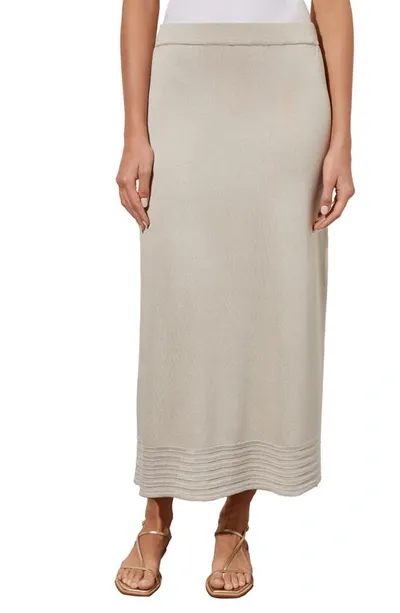 Ming Wang Stripe Hem A-line Knit Skirt In Limestone