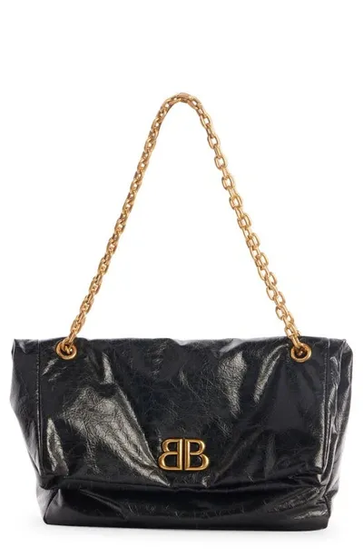 Balenciaga Le Cagole Monaco Bb Logo Shoulder Bag In Black