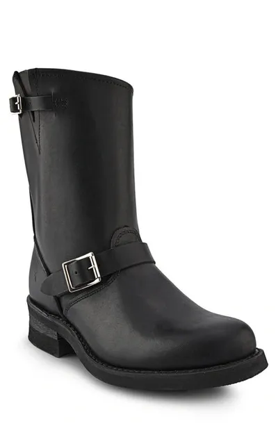 Frye Engineer Biker Boot In Black - Greasy Leather