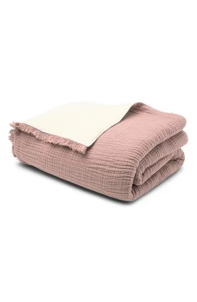 House No.23 Alaia High Pile Fleece Throw In Dusty Rose