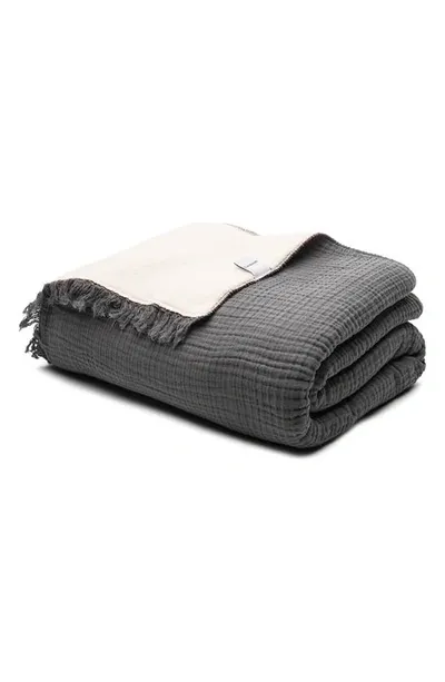 House No.23 Alaia High Pile Fleece Throw In Anthracite