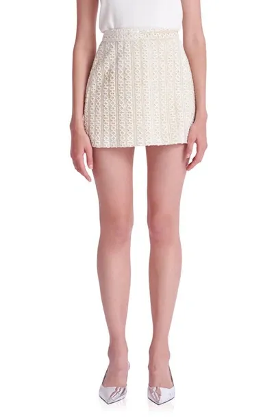 English Factory Velvet Embellished Miniskirt In Ivory