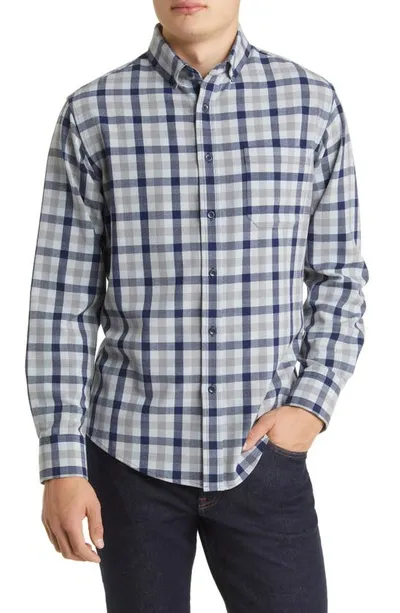 Mizzen + Main City Trim Fit Check Stretch Flannel Button-down Shirt In Blue Multi Check