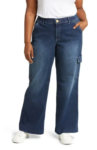 Wit & Wisdom 'ab'solution High Waist Wide Leg Cargo Jeans In Indigo