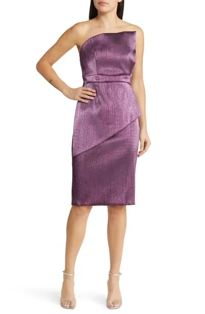 Black Halo Lenora Asymmetric Overlay Sheath Dress In Purple Pas