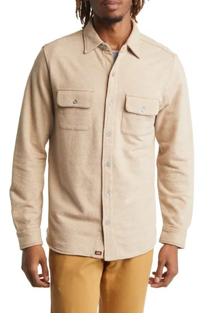 The Normal Brand Textured Knit Long Sleeve Button-up Shirt In Tan