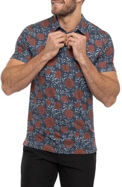 Travismathew The Heater Scenic Pass Floral Golf Polo In Total Eclipse