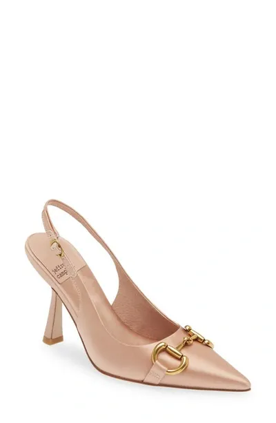 Jeffrey Campbell Estella Pointed Toe Slingback Pump In Natural Satin Gold