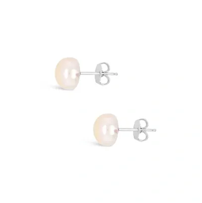 Olivia & Pearl Uat Freshwater Button Pearl Stud Earring In O&p/stud