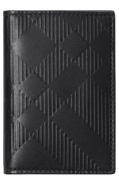 Burberry Bateman Check Embossed Leather Bifold Wallet In Black