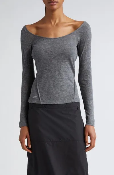 Paloma Wool Meel Long Sleeve Ballet Neck Wool Top In Grey