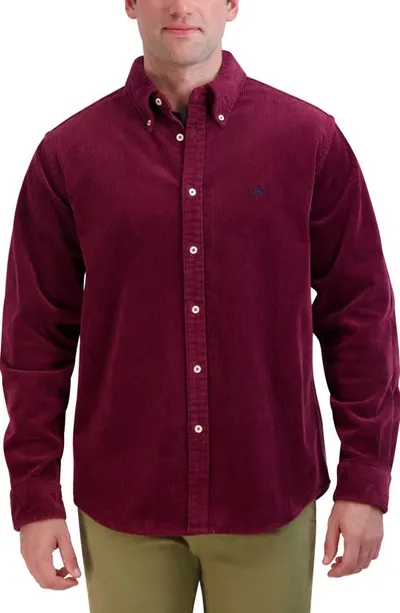 Brooks Brothers Solid Stretch Corduroy Button-down Shirt In Purple