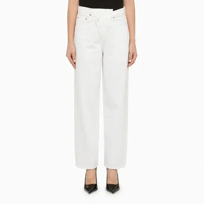 Agolde Milk White Denim Deconstructed Jeans