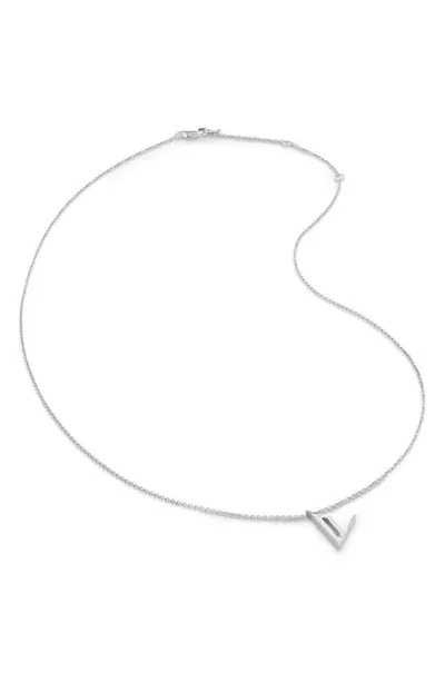 Monica Vinader Initial Pendant Necklace In Sterling Silver - V