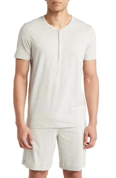 Daniel Buchler Henley Pajama T-shirt In Grey