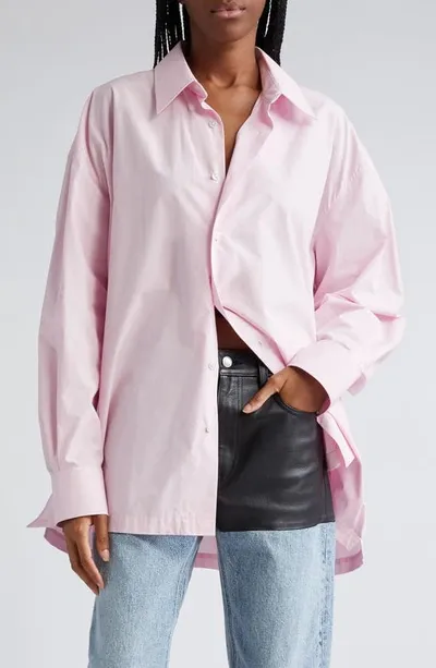 Alexander Wang Apple Patch Cotton Button-up Shirt In Light Pink