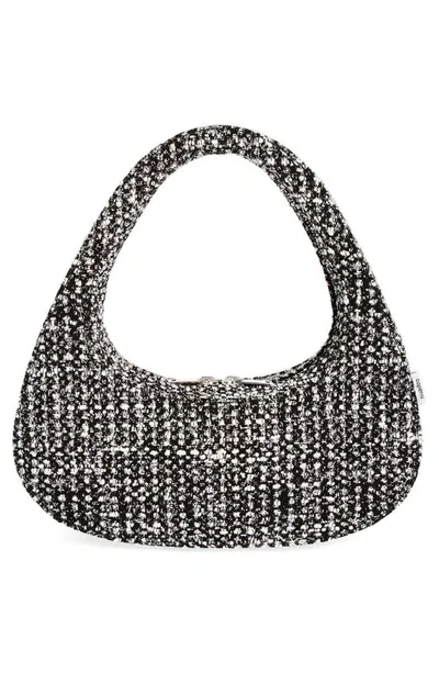 Coperni Baguette Swipe Tweed Handbag In Black