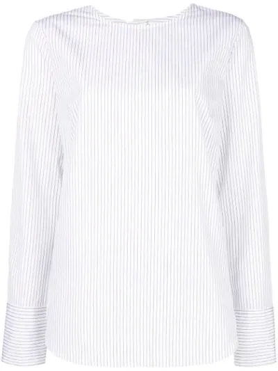 Odeeh Striped Round Neck Blouse In White