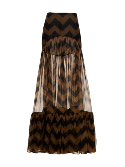 Saint Laurent Chevron Long Skirt Skirts In Multicolor