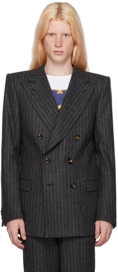 Bally Gray Pinstripe Blazer In Grey