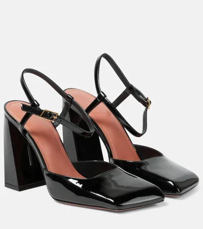 Amina Muaddi Charlotte 95 Patent Leather Pumps In Black