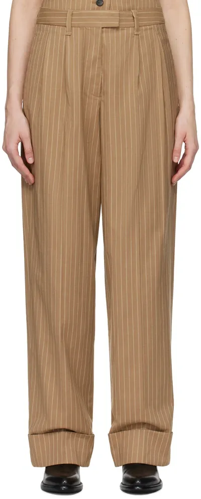 Rag & Bone Marianne Pinstriped Trousers In Brown