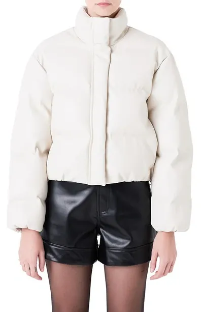 Grey Lab Crop Puffer Jacket In Cream