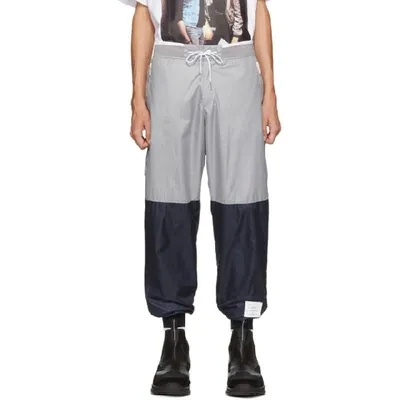 Thom Browne Bicolor Half-and-half Ripstop Sweatpants In Grey