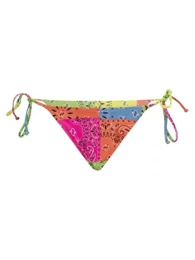 Mc2 Saint Barth Bandana Patterned Swim Briefs With Ties In Multicolor