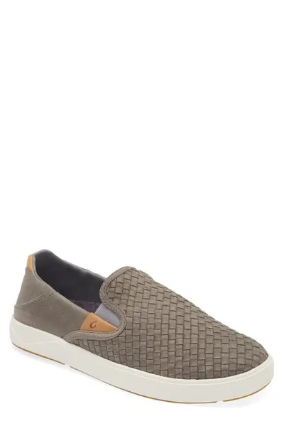 Olukai Men's Lae'ahi Lauhala Slip-on In Clay In Grey